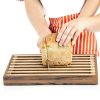 Wonderjune Acacia Wood Bread Board with Crumb Tray-3