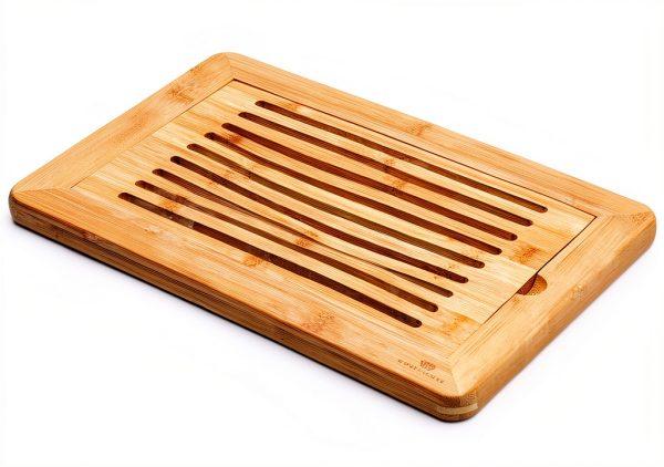 Bamboo Bread Board RoyalHouse Rectangular Crumb Catcher-5