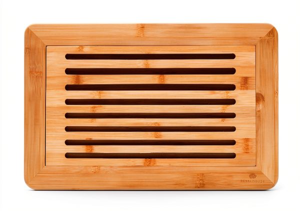 Bamboo Bread Board RoyalHouse Rectangular Crumb Catcher-0