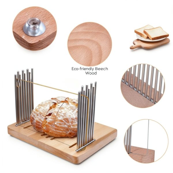 Bread Slicer Auxruen Beech Wood Stainless Steel-1