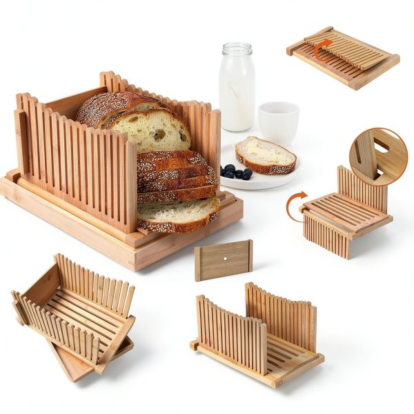 WUNDWAVE VIEW Bamboo Bread Slicer Eco Friendly Foldable-2