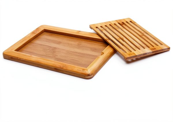 Bamboo Bread Board RoyalHouse Rectangular Crumb Catcher-1