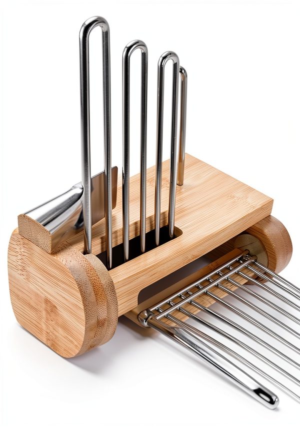 NiHome Bamboo Bread Slicer Stainless Steel Adjustable-3
