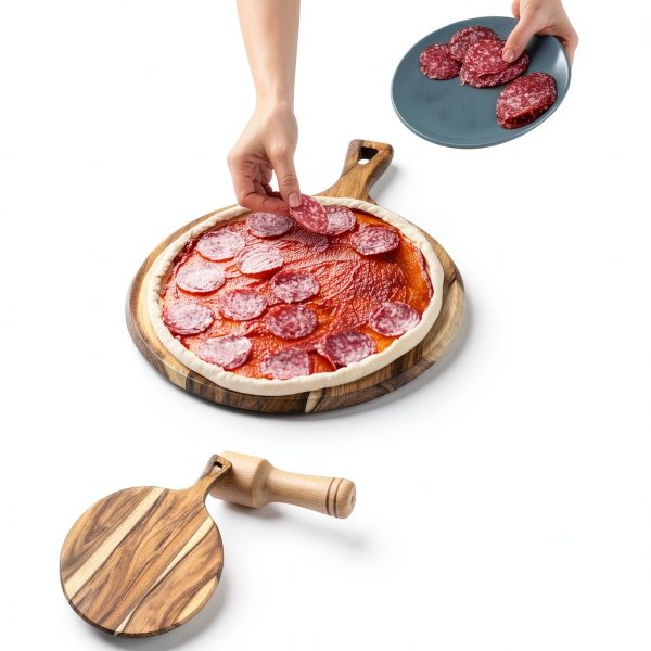 EVNSIX Acacia Wood Cutting Board Round Eco Friendly-3