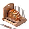 NiHome Bamboo Bread Slicer Stainless Steel Adjustable-2