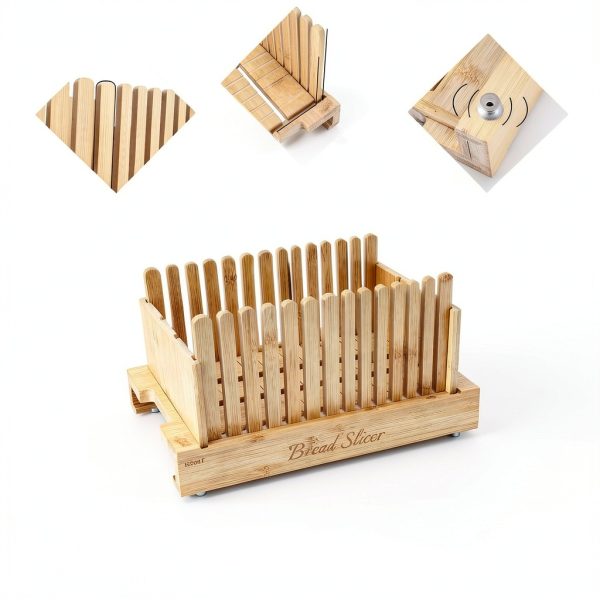SECOAT Wooden Bread Slicer Kit Adjustable Storage Yellow-6