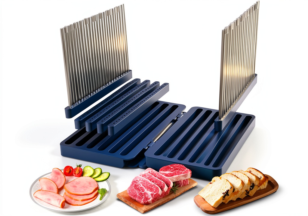 HMZXSY Bread Board with stainless steel slicing guide on a kitchen counter