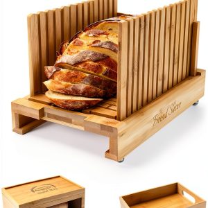 SECOAT Wooden Bread Slicer Kit Adjustable Storage Yellow-0