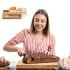 Wonderjune Acacia Wood Bread Board with Crumb Tray-4