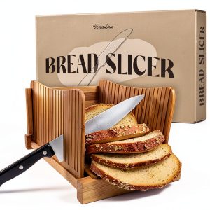VersaLane Bread Slicer Adjustable Bamboo Design Kitchen Tool-0