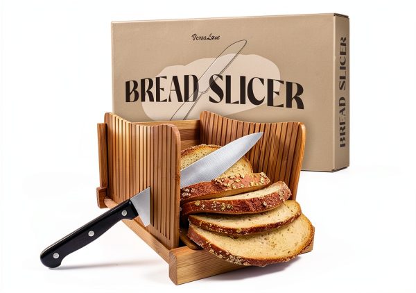 VersaLane Bread Slicer Adjustable Bamboo Design Kitchen Tool-0