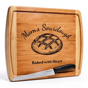 Bambüsi Personalized Bamboo Bread Board Set with Knife-0