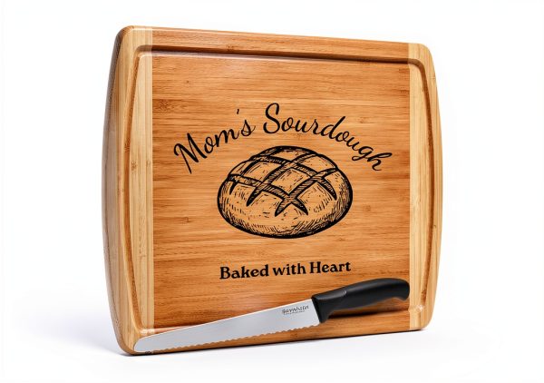 Bambüsi Personalized Bamboo Bread Board Set with Knife-0