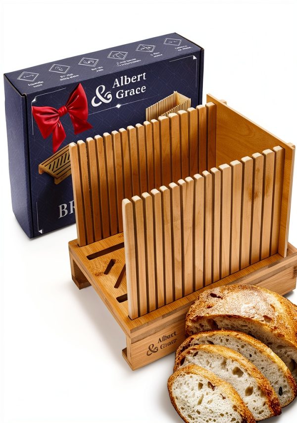 Bread Slicer Bamboo Adjustable Width Albert&Grace for Home-0
