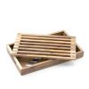 VZODESR Acacia Wood Bread Board with Crumb Tray-3