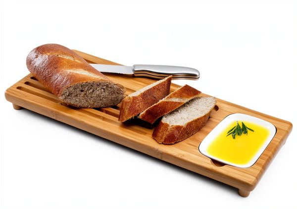 Bamboo Bread Board BAMBOO LAND Eco-Friendly with Knife Dish-3