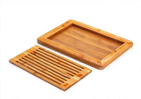 Bamboo Bread Board RoyalHouse Rectangular Crumb Catcher-2
