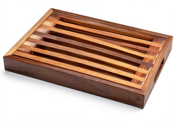 VZODESR Acacia Wood Bread Board with Crumb Tray-6
