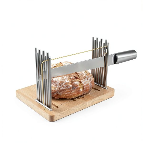 Bread Slicer Auxruen Beech Wood Stainless Steel-3
