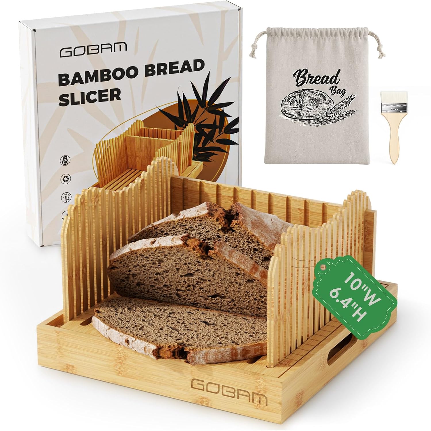 GOBAM bamboo bread slicer in a modern kitchen