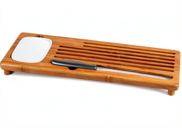 Bamboo Bread Board BAMBOO LAND Eco-Friendly with Knife Dish-5