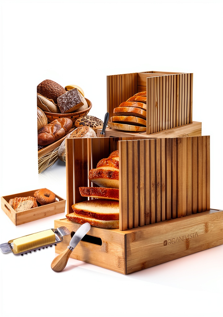 Bread slicer in use on a kitchen counter