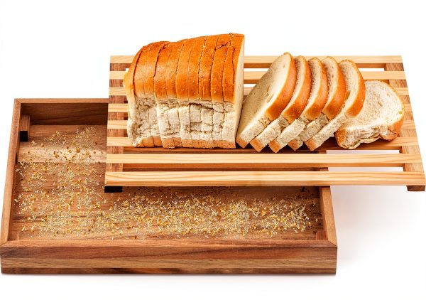 Wonderjune Acacia Wood Bread Board with Crumb Tray-0