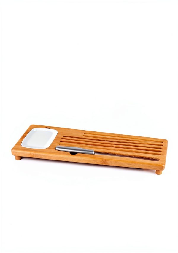 Bamboo Bread Board BAMBOO LAND Eco-Friendly with Knife Dish-2