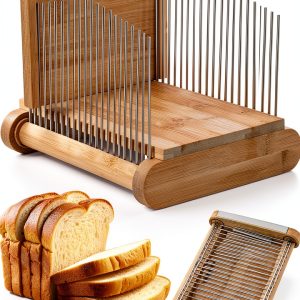 NiHome Bamboo Bread Slicer Stainless Steel Adjustable-0