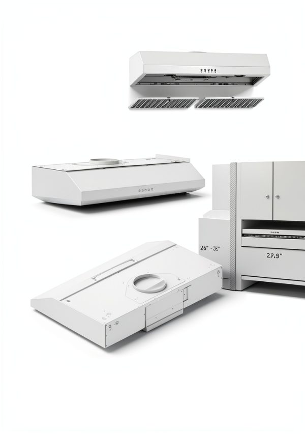 Empava Ductless Under Cabinet Range Hood 30 Inch, Convertible Ducted (Rear/Top Vent), 300 CFM, Push Button Plug in, Stainless Steel-5