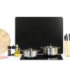 Stainless Steel Backsplash Range Hood Stove Backsplash Back Stainless Steel Sheet for Kitchen Wall Splatter Metal Wall Panels with Screws and Hanging Towel(Black,24×30 Inch)-4