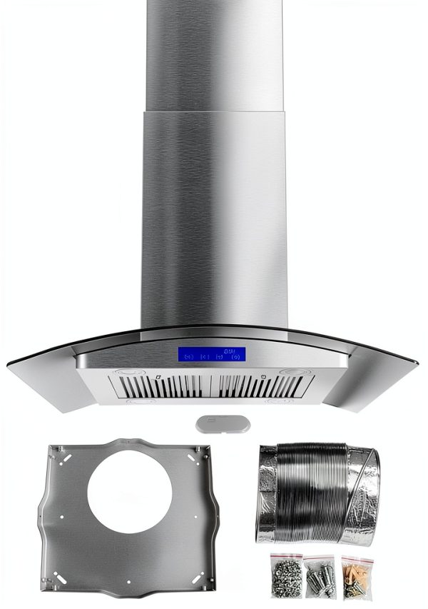 30 in. COSMO Lumin Island Range Hood 380 CFM Stainless Steel LED-6