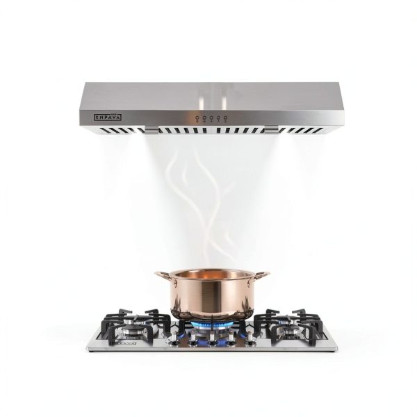 Empava Ductless Under Cabinet Range Hood 30 Inch, Convertible Ducted (Rear/Top Vent), 300 CFM, Push Button Plug in, Stainless Steel-3