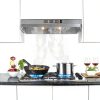 Range Hood 30 inch Under Cabinet, Stainless Steel Kitchen Vent Hood 280CFM, Built-in Kitchen Stove Hood w/Rocker Button Control, Ducted/Ductless Convertible Duct, 2 Speeds Fan, Bright LED Light-2