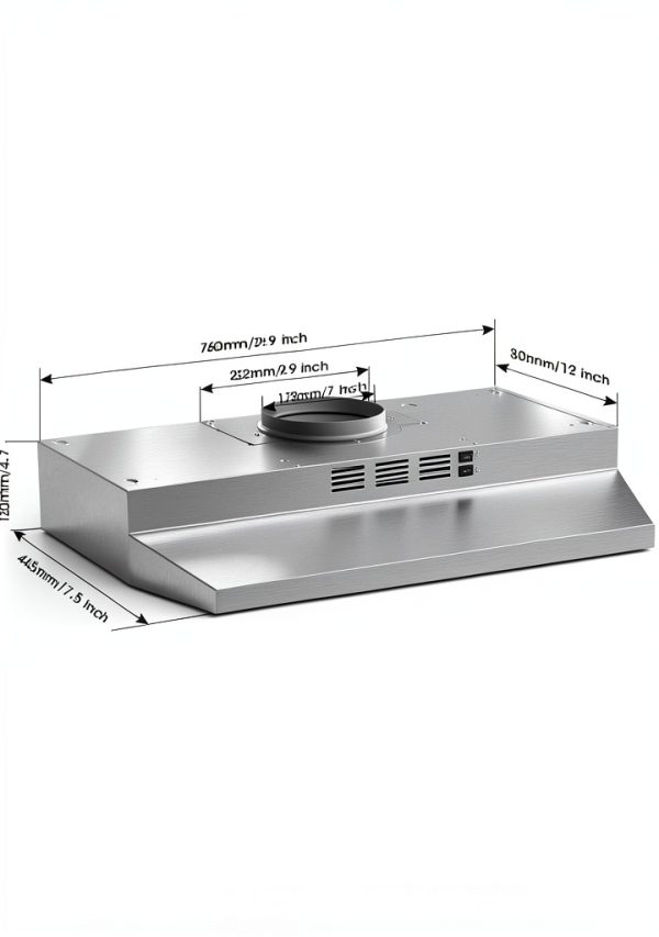 Range Hood 30 inch Under Cabinet, Stainless Steel Kitchen Vent Hood 280CFM, Built-in Kitchen Stove Hood w/Rocker Button Control, Ducted/Ductless Convertible Duct, 2 Speeds Fan, Bright LED Light-5